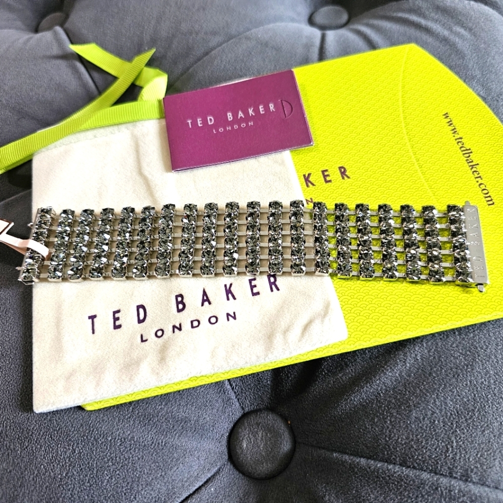 Ted Baker White Bronze Bracelet with Black Diamond Crystals